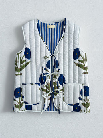 Iris Blue Quilted Vest Jacket